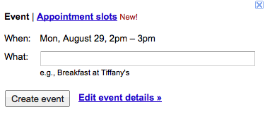 Appointment Slots new to Gcal